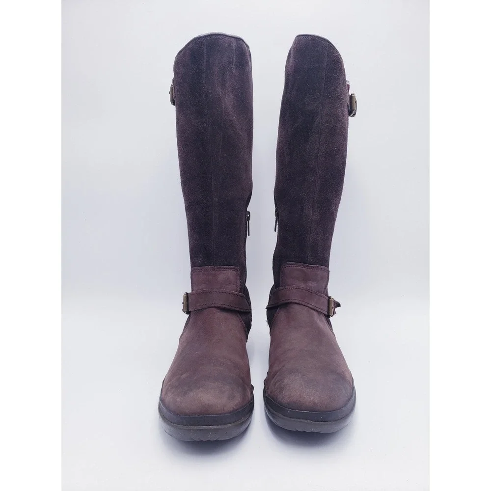 Ugg Thomsen Boots Brown Leather Knee High Wool Lined Waterproof Womens Size 9